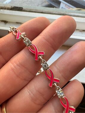 NRQ Avon Signed Silver Breast Cancer Awareness Bracelet